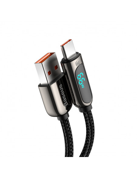 
Ekrano greito įkrovimo duomenų kabelis USB-A - USB-C 66W 1m - juodas
