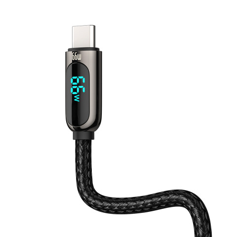 
Ekrano greito įkrovimo duomenų kabelis USB-A - USB-C 66W 1m - juodas
