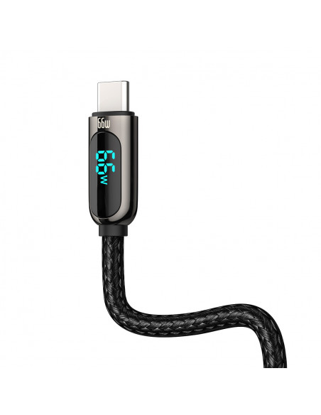 
Ekrano greito įkrovimo duomenų kabelis USB-A - USB-C 66W 1m - juodas

