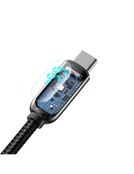 
Ekrano greito įkrovimo duomenų kabelis USB-A - USB-C 66W 1m - juodas
