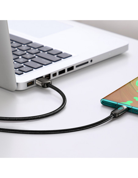 
Ekrano greito įkrovimo duomenų kabelis USB-A - USB-C 66W 1m - juodas
