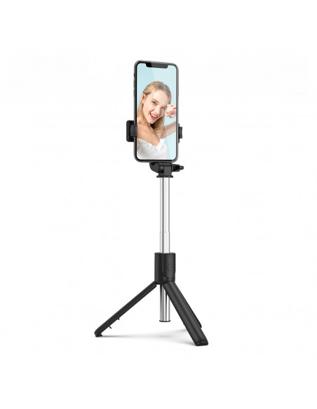 
Teleskopinė asmenukių lazda su nuotolinio valdymo pultu, trikojis telefonui 0,7 m - juoda
