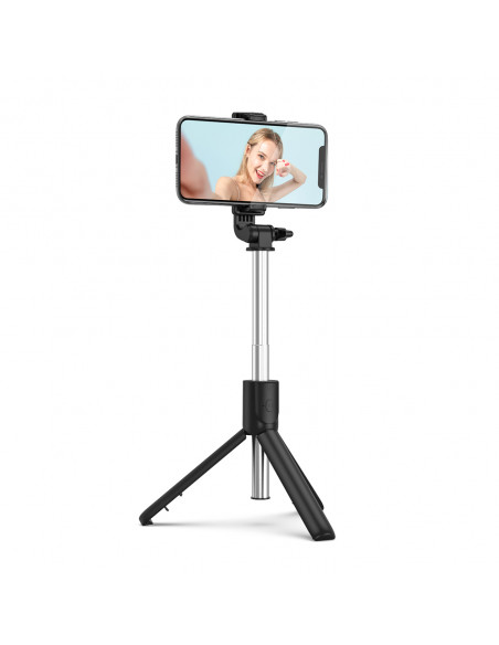 
Teleskopinė asmenukių lazda su nuotolinio valdymo pultu, trikojis telefonui 0,7 m - juoda
