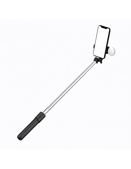 
Teleskopinė asmenukių lazda su nuotolinio valdymo pultu + LED lempute, telefono trikojis 0,71 m - juoda
