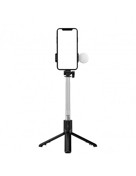 
Teleskopinė asmenukių lazda su nuotolinio valdymo pultu + LED lempute, telefono trikojis 0,71 m - juoda
