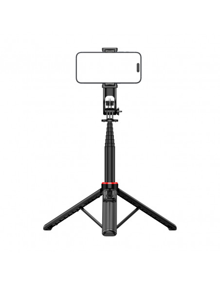 
Teleskopinė asmenukių lazda su nuotolinio valdymo pultu, trikojis telefono stovu, 1,3 m aliuminio - juoda
