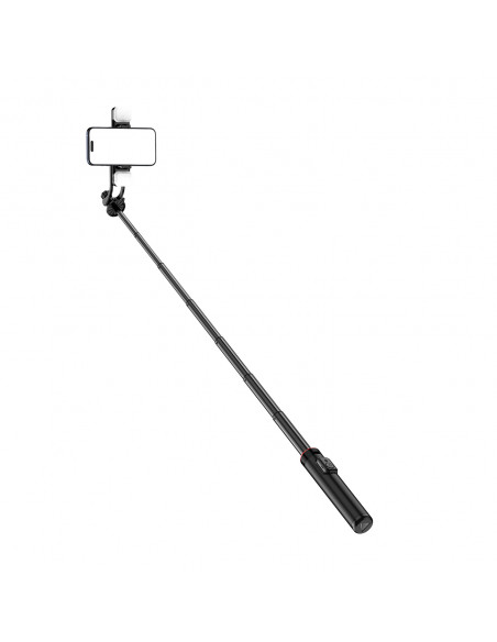 
Teleskopinė asmenukių lazda su nuotolinio valdymo pultu + 2 LED lempos, telefono trikojis, 1,3 m aliuminio - juoda
