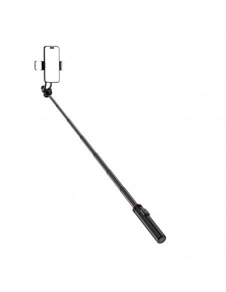 
Teleskopinė asmenukių lazda su nuotolinio valdymo pultu + 2 LED lempos, telefono trikojis, 1,3 m aliuminio - juoda
