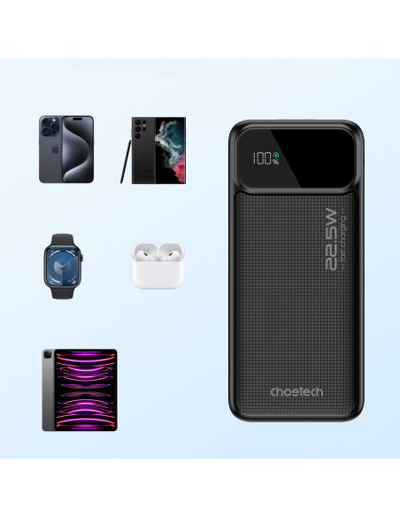 
Nešiojamoji baterija 10000 mAh 22,5 W PD USB-A USB-C - juoda
