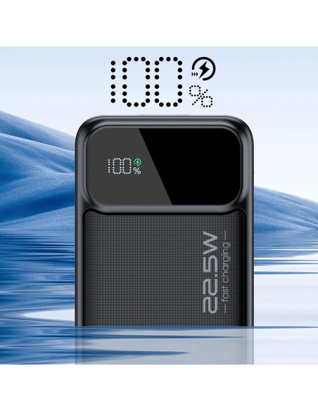 
Nešiojamoji baterija 10000 mAh 22,5 W PD USB-A USB-C - juoda
