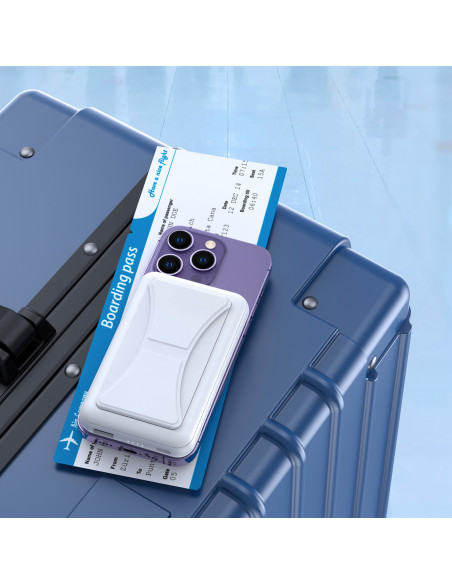 
Nešiojamoji baterija 10000 mAh 20W „MagSafe USB-A“ su USB-C stovo funkcija – balta
