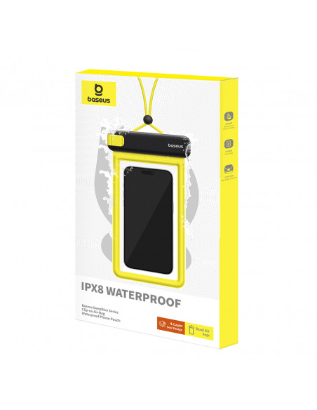 
Vandeniui atsparus dėklas 7,2 colio telefonui, IPX8, „Deep Dive“, 4 sluoksniai – juodas ir geltonas
