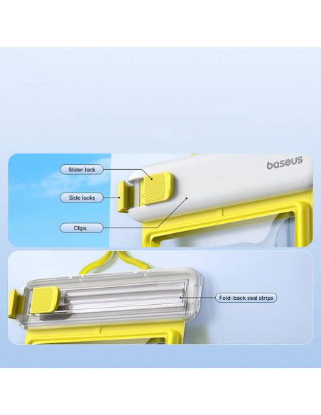 
Vandeniui atsparus dėklas 7,2 colio telefonui, IPX8, „Deep Dive“, 4 sluoksniai – baltas ir geltonas.
