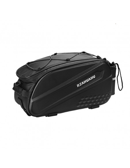 
10 litrų dviračių bagažo krepšys su šoninėmis kišenėmis, 38,5 x 19,5 x 16 cm - juodas
