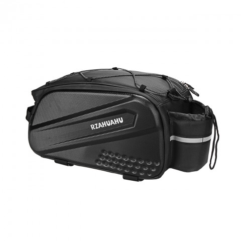 
10 litrų dviračių bagažo krepšys su šoninėmis kišenėmis, 38,5 x 19,5 x 16 cm - juodas
