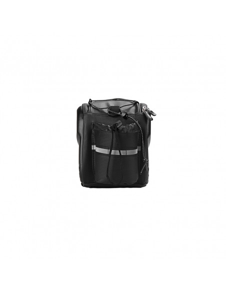 
10 litrų dviračių bagažo krepšys su šoninėmis kišenėmis, 38,5 x 19,5 x 16 cm - juodas
