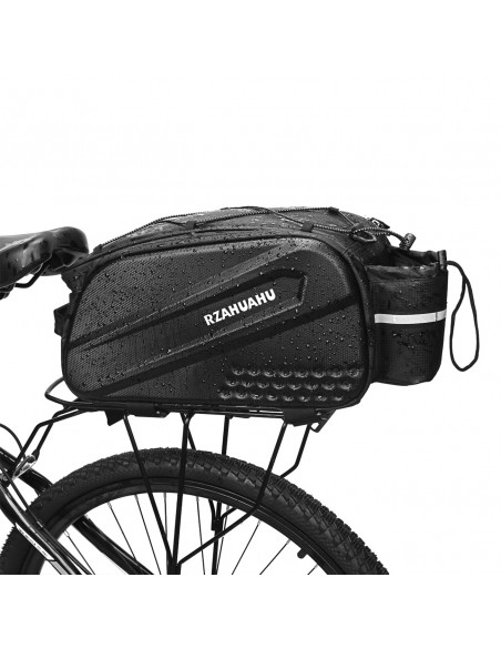 
10 litrų dviračių bagažo krepšys su šoninėmis kišenėmis, 38,5 x 19,5 x 16 cm - juodas
