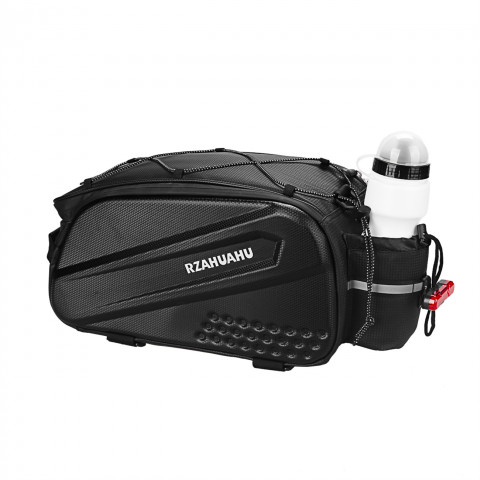 
10 litrų dviračių bagažo krepšys su šoninėmis kišenėmis, 38,5 x 19,5 x 16 cm - juodas
