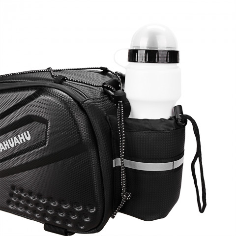 
10 litrų dviračių bagažo krepšys su šoninėmis kišenėmis, 38,5 x 19,5 x 16 cm - juodas
