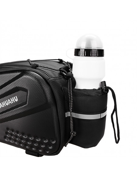 
10 litrų dviračių bagažo krepšys su šoninėmis kišenėmis, 38,5 x 19,5 x 16 cm - juodas
