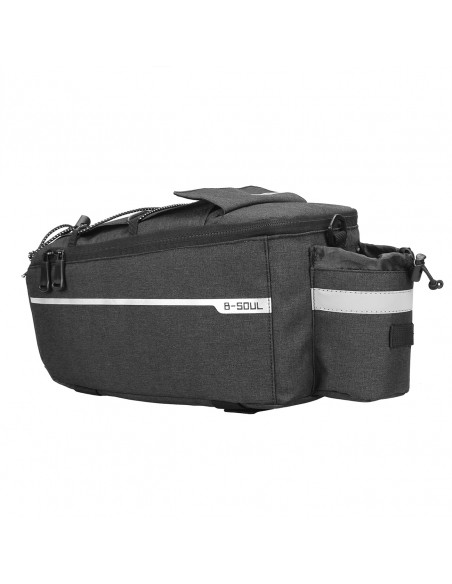 
9 l talpos terminis dviračio krepšys bagažinei su kišene vandens buteliui ir dirželiu per petį – juodas
