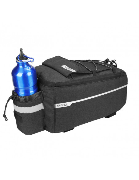 
9 l talpos terminis dviračio krepšys bagažinei su kišene vandens buteliui ir dirželiu per petį – juodas
