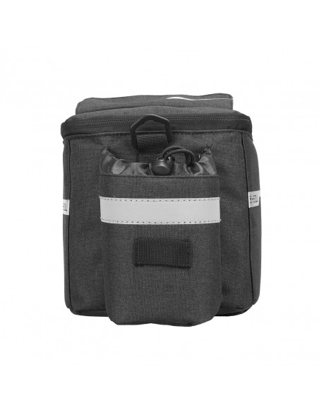 
9 l talpos terminis dviračio krepšys bagažinei su kišene vandens buteliui ir dirželiu per petį – juodas
