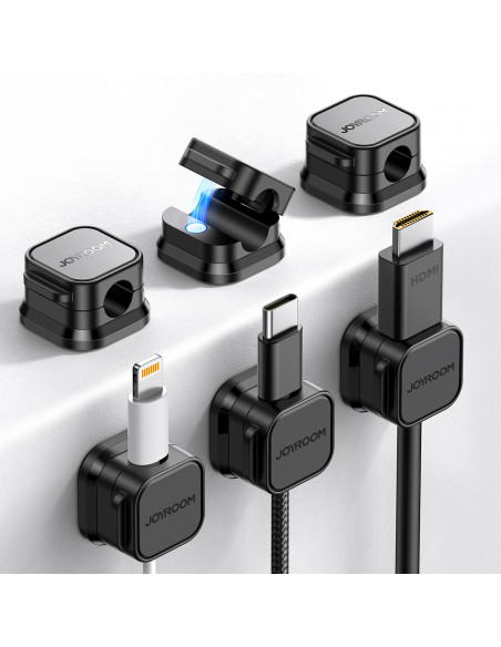 
Kabelių organizatorius, magnetinis, lipnus, RINKINYS 6 vnt. - juodas
