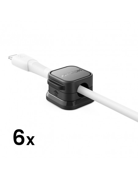 
Kabelių organizatorius, magnetinis, lipnus, RINKINYS 6 vnt. - juodas
