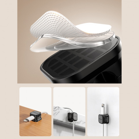 
Kabelių organizatorius, magnetinis, lipnus, RINKINYS 6 vnt. - juodas
