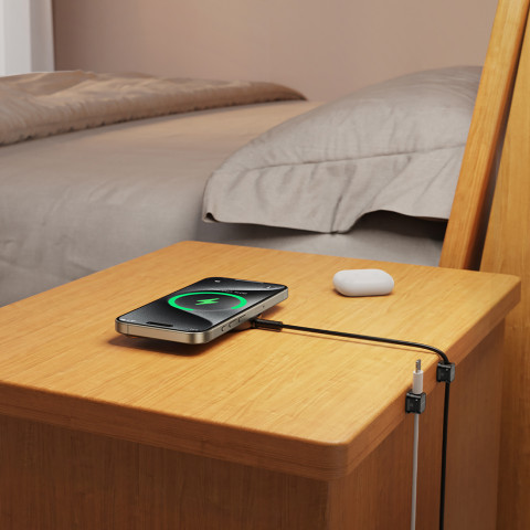 
Kabelių organizatorius, magnetinis, lipnus, RINKINYS 6 vnt. - juodas
