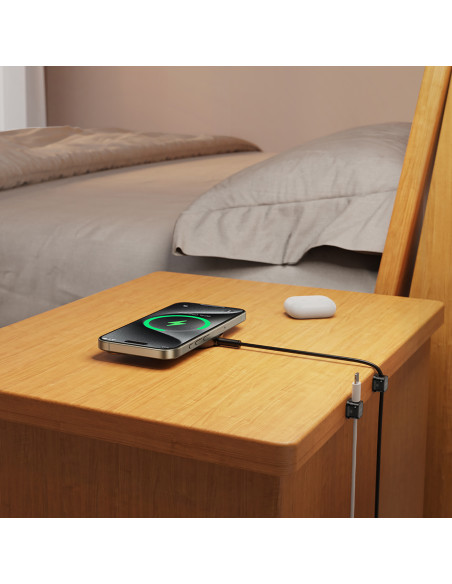 
Kabelių organizatorius, magnetinis, lipnus, RINKINYS 6 vnt. - juodas
