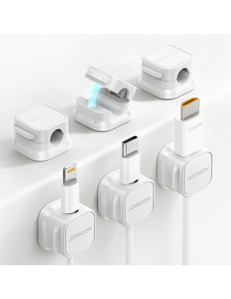 
Kabelių organizatorius, magnetinis, lipnus, RINKINYS 6 vnt. - baltas
