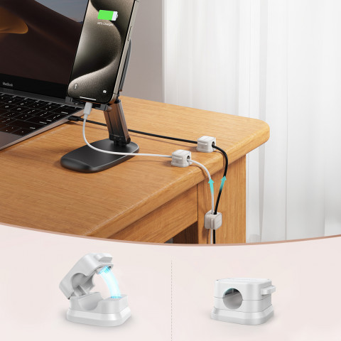 
Kabelių organizatorius, magnetinis, lipnus, RINKINYS 6 vnt. - baltas
