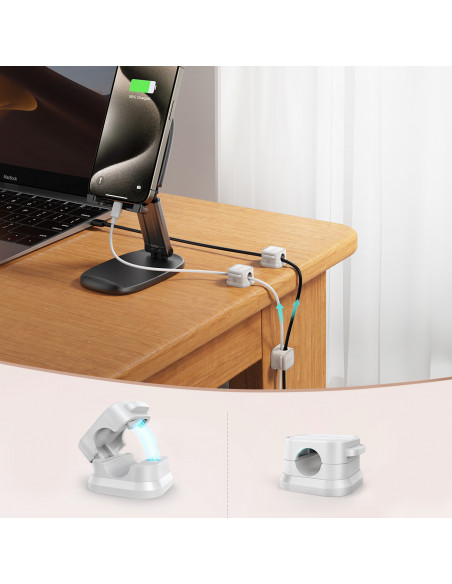 
Kabelių organizatorius, magnetinis, lipnus, RINKINYS 6 vnt. - baltas
