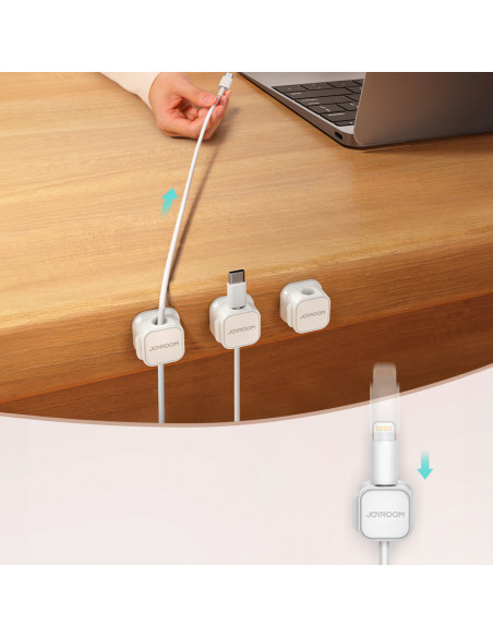 
Kabelių organizatorius, magnetinis, lipnus, RINKINYS 6 vnt. - baltas
