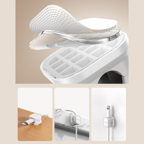 
Kabelių organizatorius, magnetinis, lipnus, RINKINYS 6 vnt. - baltas
