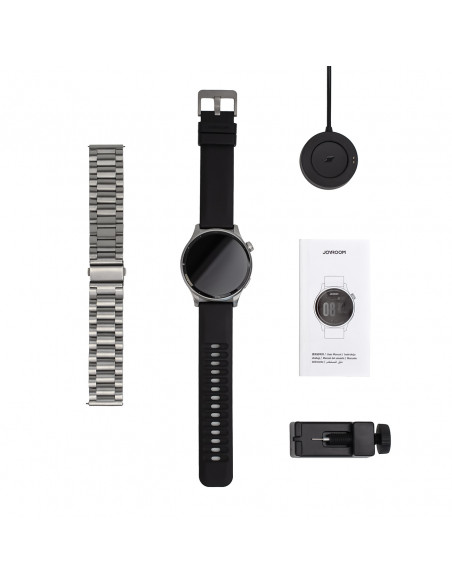 
„Venture“ serijos apvalus išmanusis laikrodis su skambučių atsiliepimo funkcija + sidabrinė apyranke – pilkas
