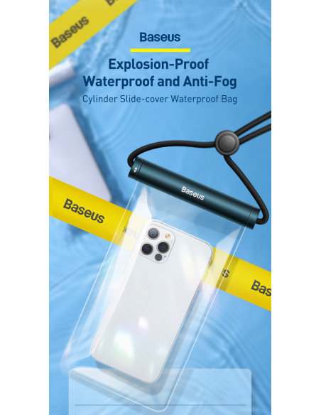 
Vandeniui atsparus dėklas 7,2 colio telefono su cilindriniu užsegimu IPX8 AquaGlide - juodas
