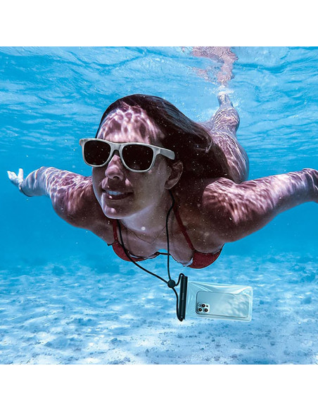 
Vandeniui atsparus dėklas 7,2 colio telefono su cilindriniu užsegimu IPX8 AquaGlide - juodas
