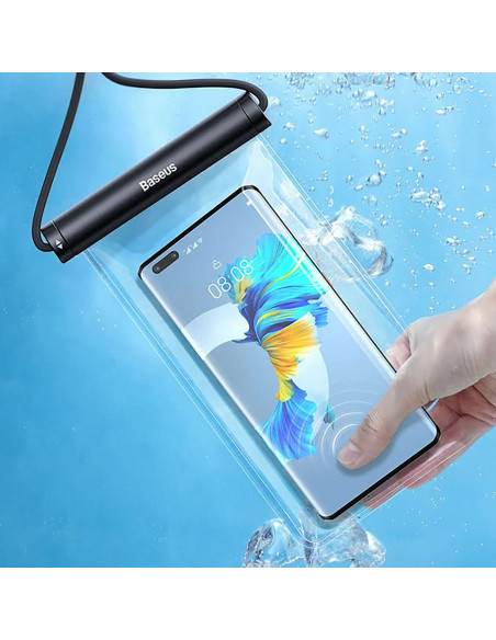 
Vandeniui atsparus dėklas 7,2 colio telefono su cilindriniu užsegimu IPX8 AquaGlide - juodas
