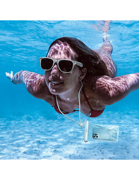 
Vandeniui atsparus dėklas 7,2 colio telefono su cilindrine sagtimi IPX8 AquaGlide - baltas
