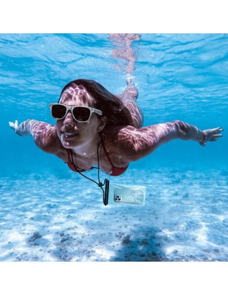 
Vandeniui atsparus dėklas 7,2 colio telefono su cilindrine sagtimi IPX8 AquaGlide - mėlynas
