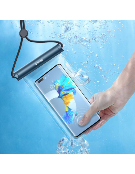 
Vandeniui atsparus dėklas 7,2 colio telefono su cilindrine sagtimi IPX8 AquaGlide - mėlynas
