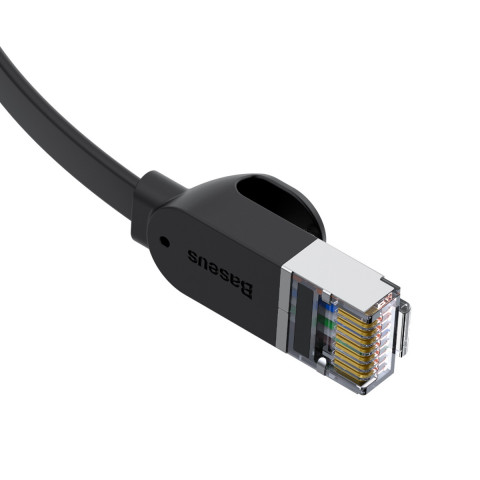 
RJ45 plokščias didelės spartos Ethernet CAT6 tinklo kabelis 1 m - juodas
