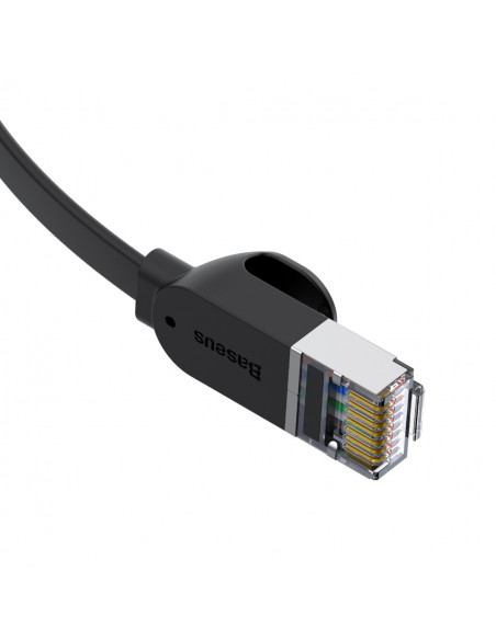 
RJ45 plokščias didelės spartos Ethernet CAT6 tinklo kabelis 1 m - juodas
