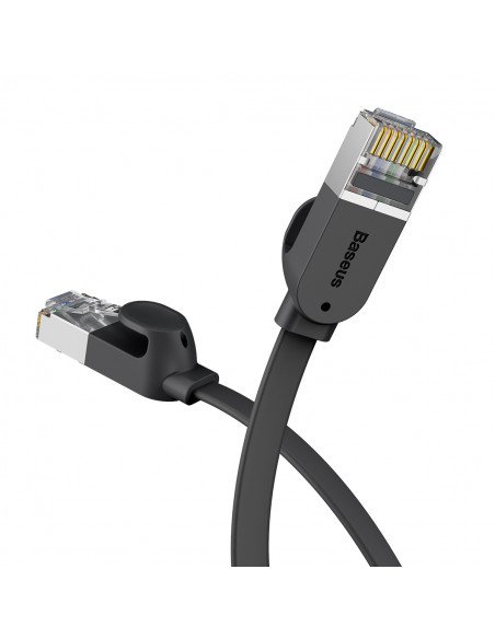 
RJ45 plokščias didelės spartos Ethernet CAT6 tinklo kabelis 1 m - juodas
