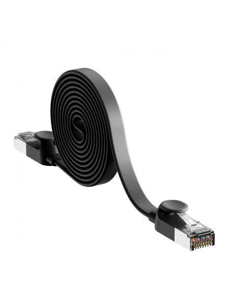 
RJ45 plokščias didelės spartos Ethernet CAT6 tinklo kabelis 1 m - juodas
