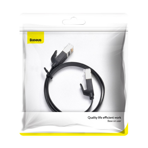 
RJ45 plokščias didelės spartos Ethernet CAT6 tinklo kabelis 1 m - juodas
