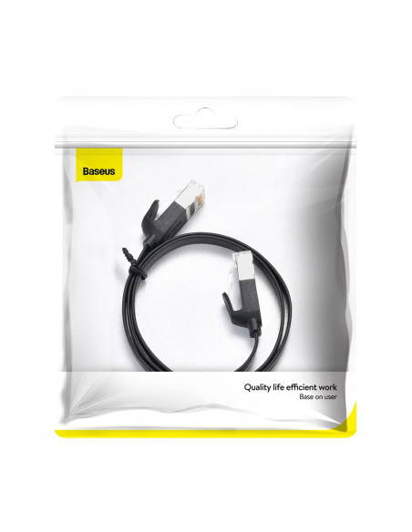 
RJ45 plokščias didelės spartos Ethernet CAT6 tinklo kabelis 1 m - juodas
